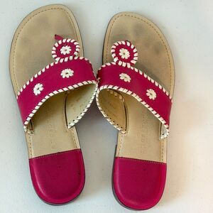 Apostrophe Jaquie Pink Leather Thong Sandals Whipstitch Braided Size 8M Brazil